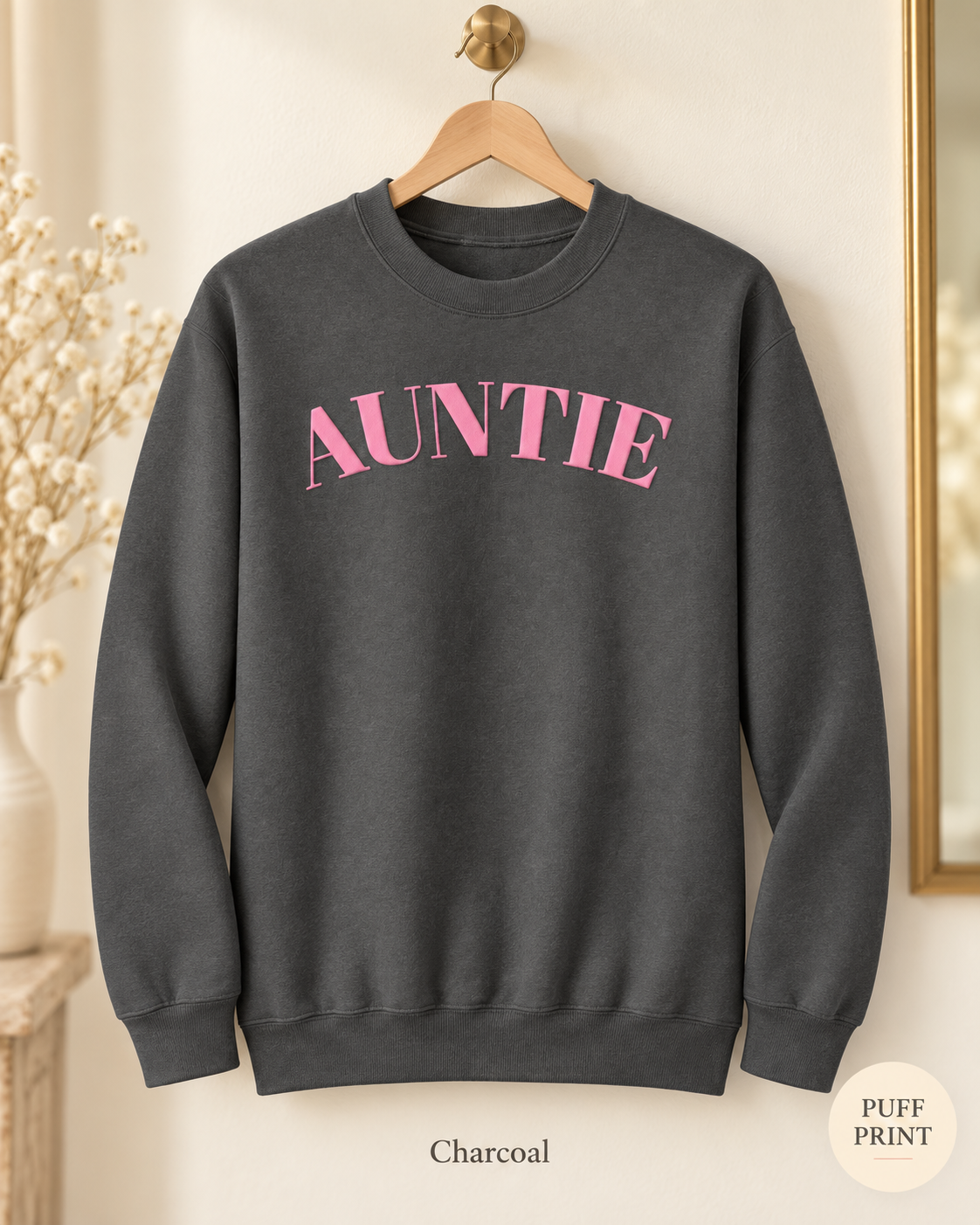 Auntie puff print Pink Arch Crewneck Sweatshirt