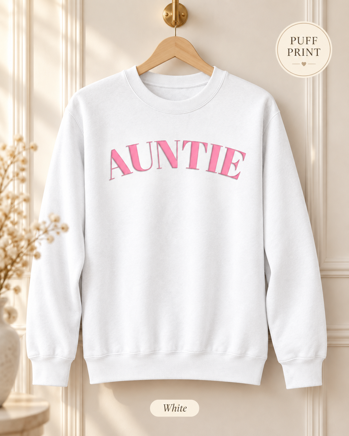 Auntie puff print Pink Arch Crewneck Sweatshirt