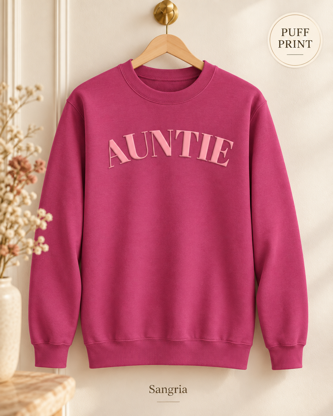 Auntie puff print Pink Arch Crewneck Sweatshirt