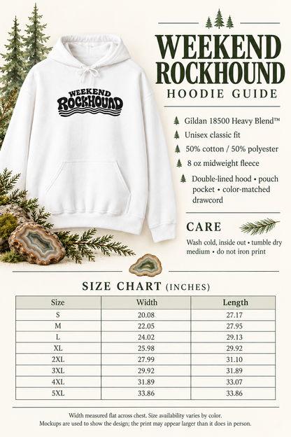 Weekend Rockhound Hoodie — Retro Wave Rockhounding Pullover for Rock & Mineral Lovers