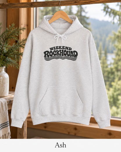 Weekend Rockhound Hoodie — Retro Wave Rockhounding Pullover for Rock & Mineral Lovers