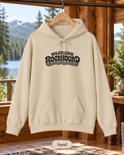 Weekend Rockhound Hoodie — Retro Wave Rockhounding Pullover for Rock & Mineral Lovers