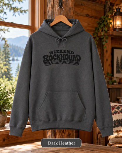 Weekend Rockhound Hoodie — Retro Wave Rockhounding Pullover for Rock & Mineral Lovers
