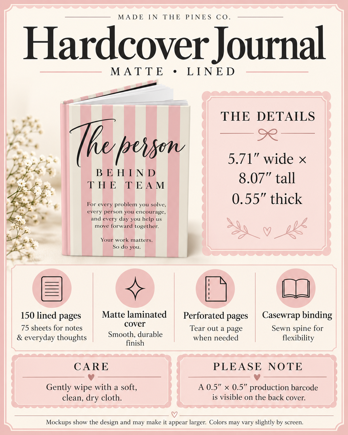 The Person Behind The Team journal | Hardcover Matte Lined Notebook