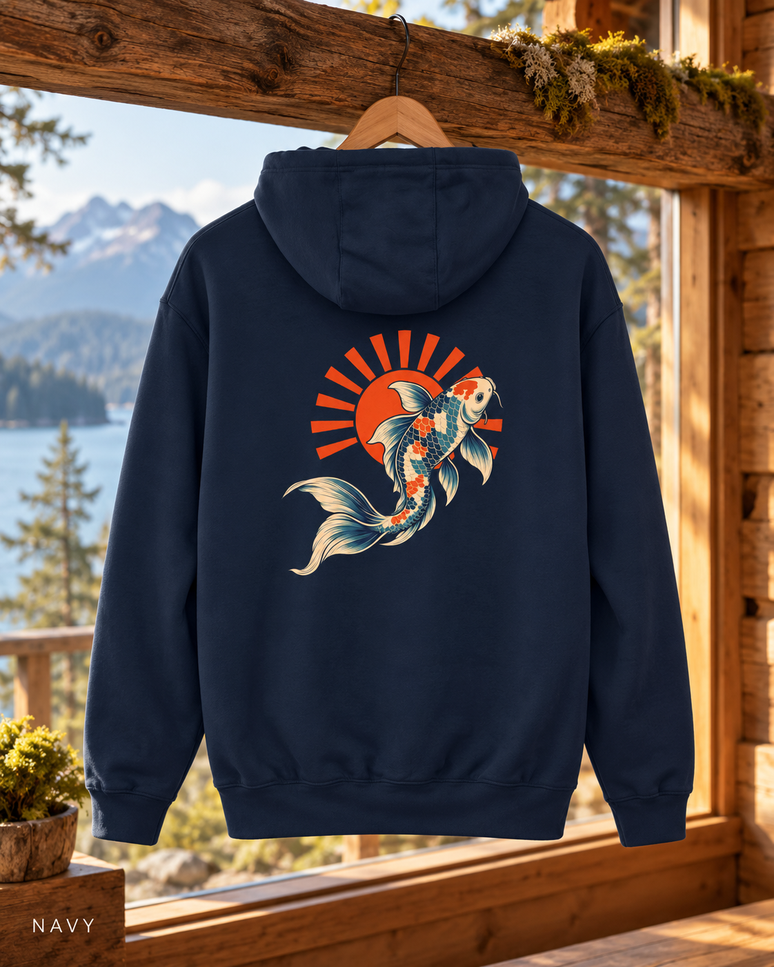 Koi Fish Rising Sun Hoodie | Japanese Koi Graphic Pullover