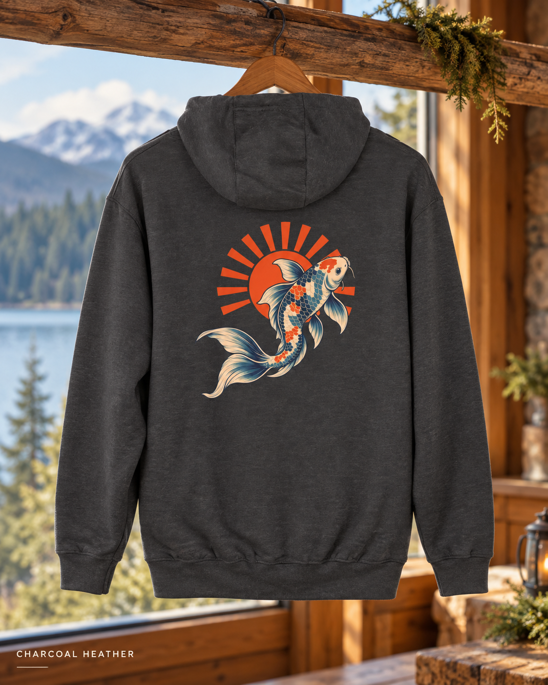 Koi Fish Rising Sun Hoodie | Japanese Koi Graphic Pullover