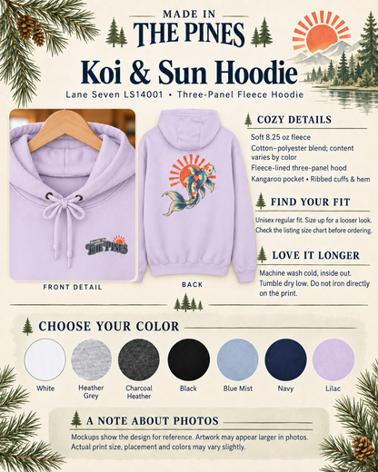 Koi Fish Rising Sun Hoodie | Japanese Koi Graphic Pullover