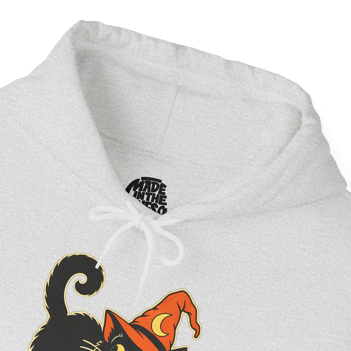 Halloween Black Cat Hoodie – Vintage Witch Hat Cat Pullover