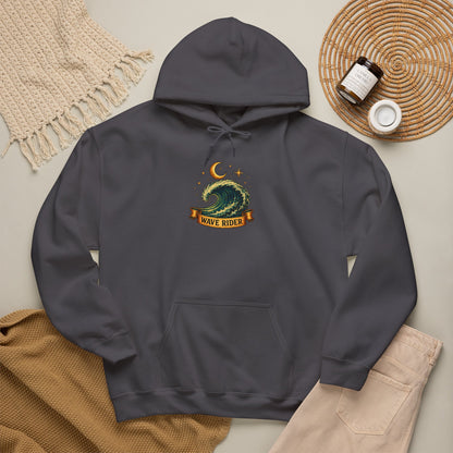 Tarot Surf Hoodie — The Wave Rider Skeleton Surfing Fish, Celestial Ocean Pullover