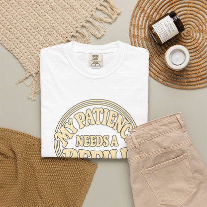 T-Shirt — “My Patience Needs a Refill” Retro Graphic Tee