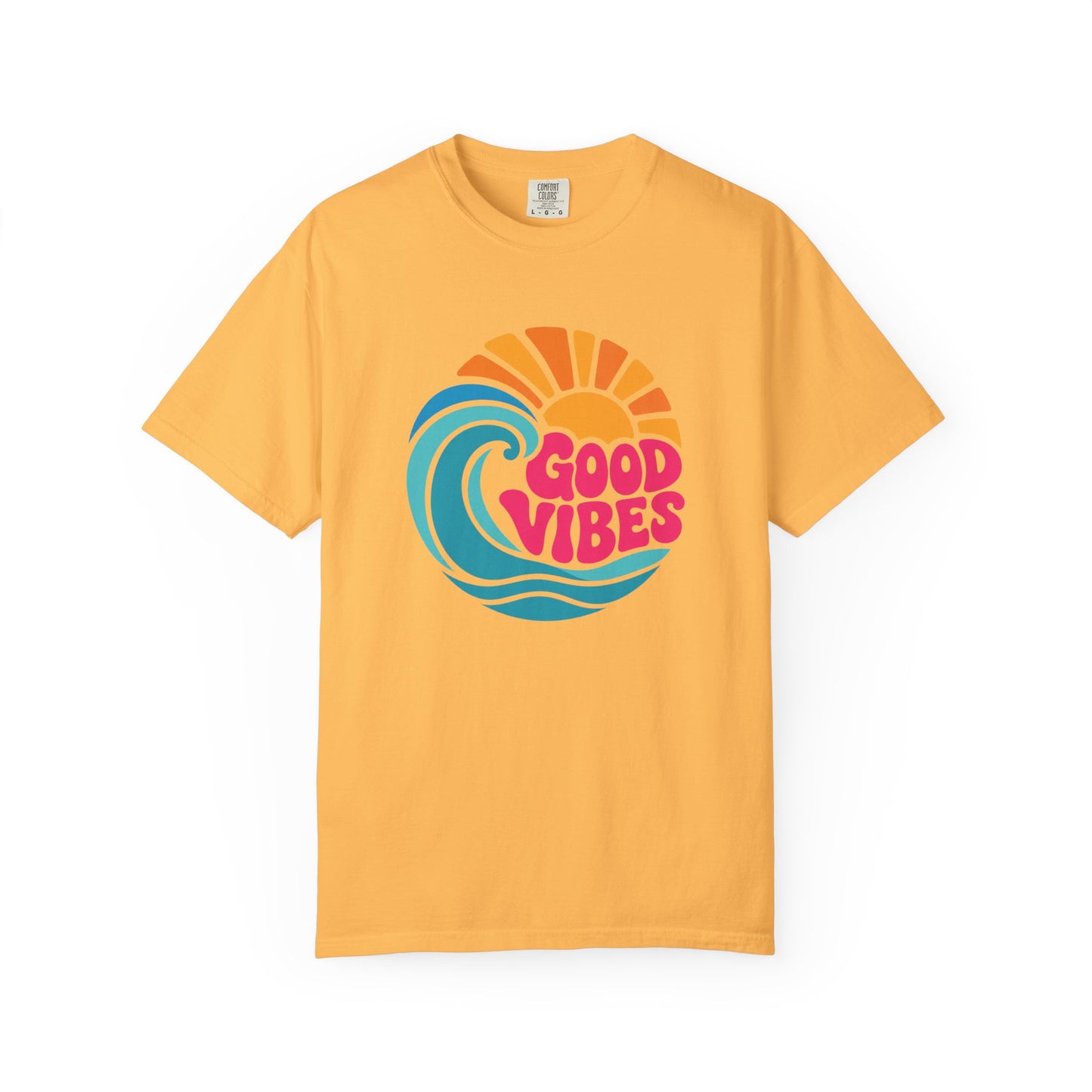 Good Vibes Ocean Retro Beach Graphic T-shirt | Summer Wave Coastal Vacation Tee