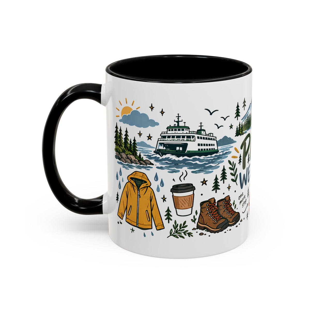 PNW Weekend Accent Coffee Mug — Pacific Northwest Adventure Travel Design (11/15 oz)