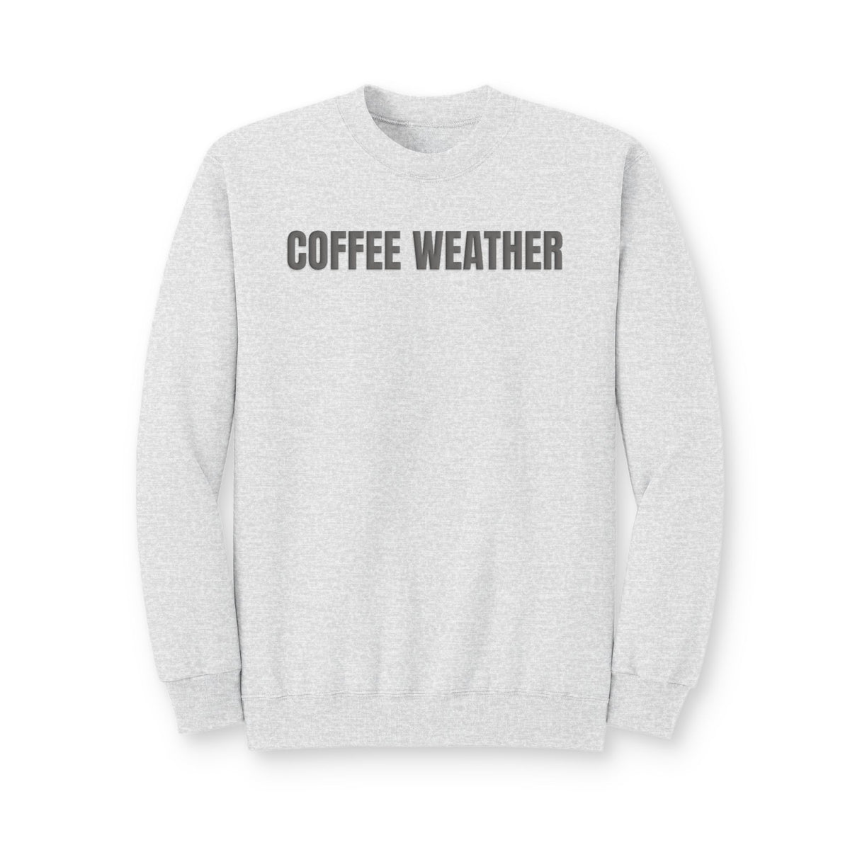 Coffee Weather Puff Print Crewneck Sweatshirt, Cozy Coffee Lover Pullover, Fall Fleece Sweatshirt