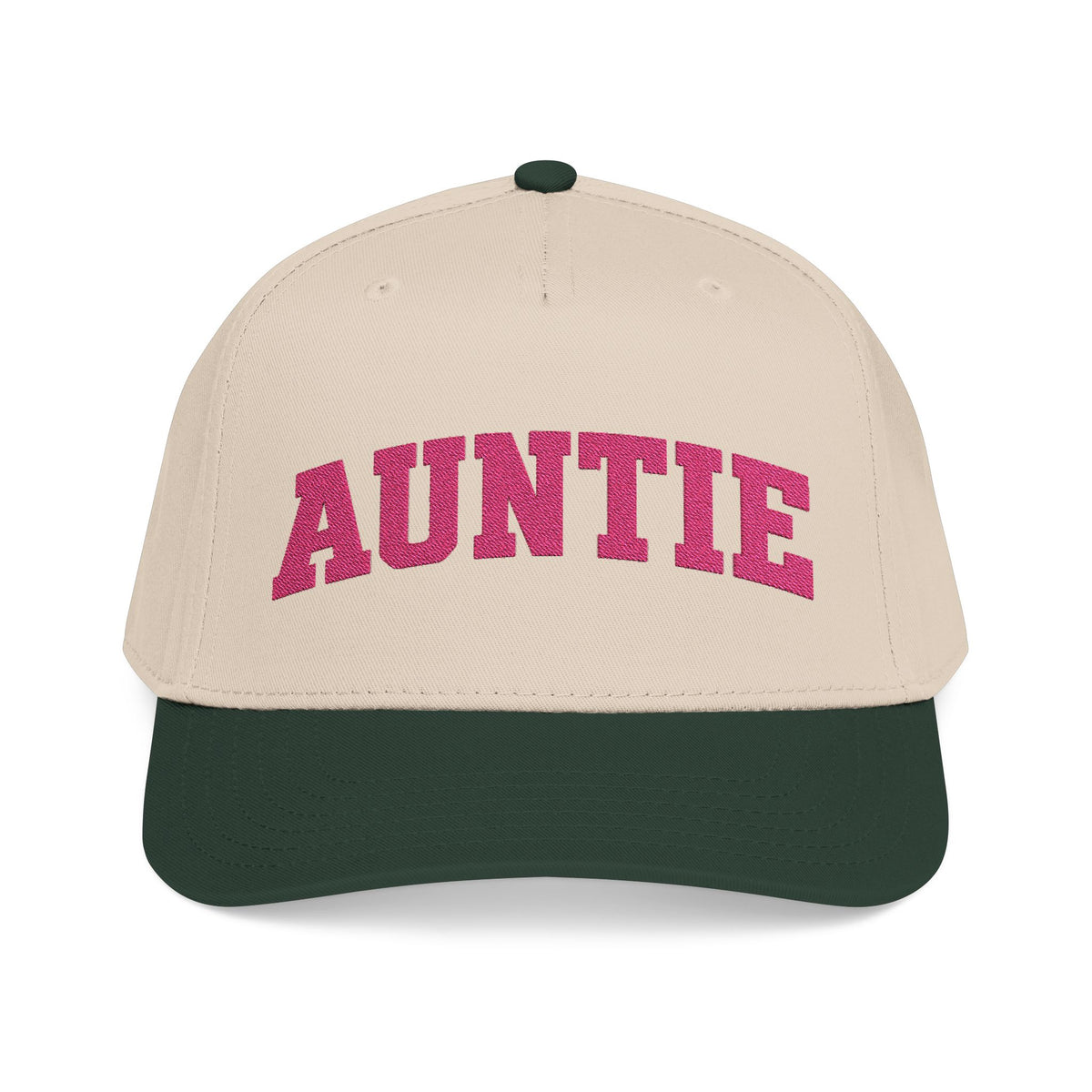 Auntie Baseball Cap — Pink Text Mid-Profile Hat