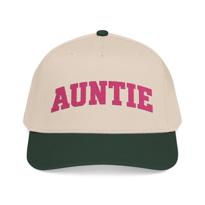 Auntie Baseball Cap — Pink Text Mid-Profile Hat
