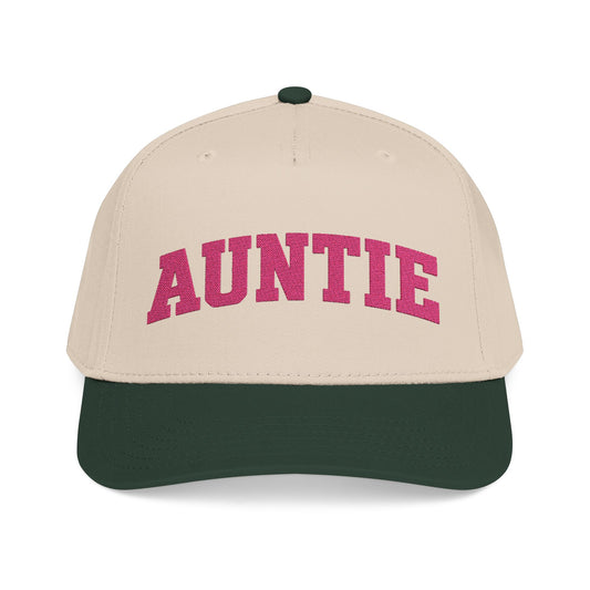 Auntie Baseball Cap — Pink Text Mid-Profile Hat