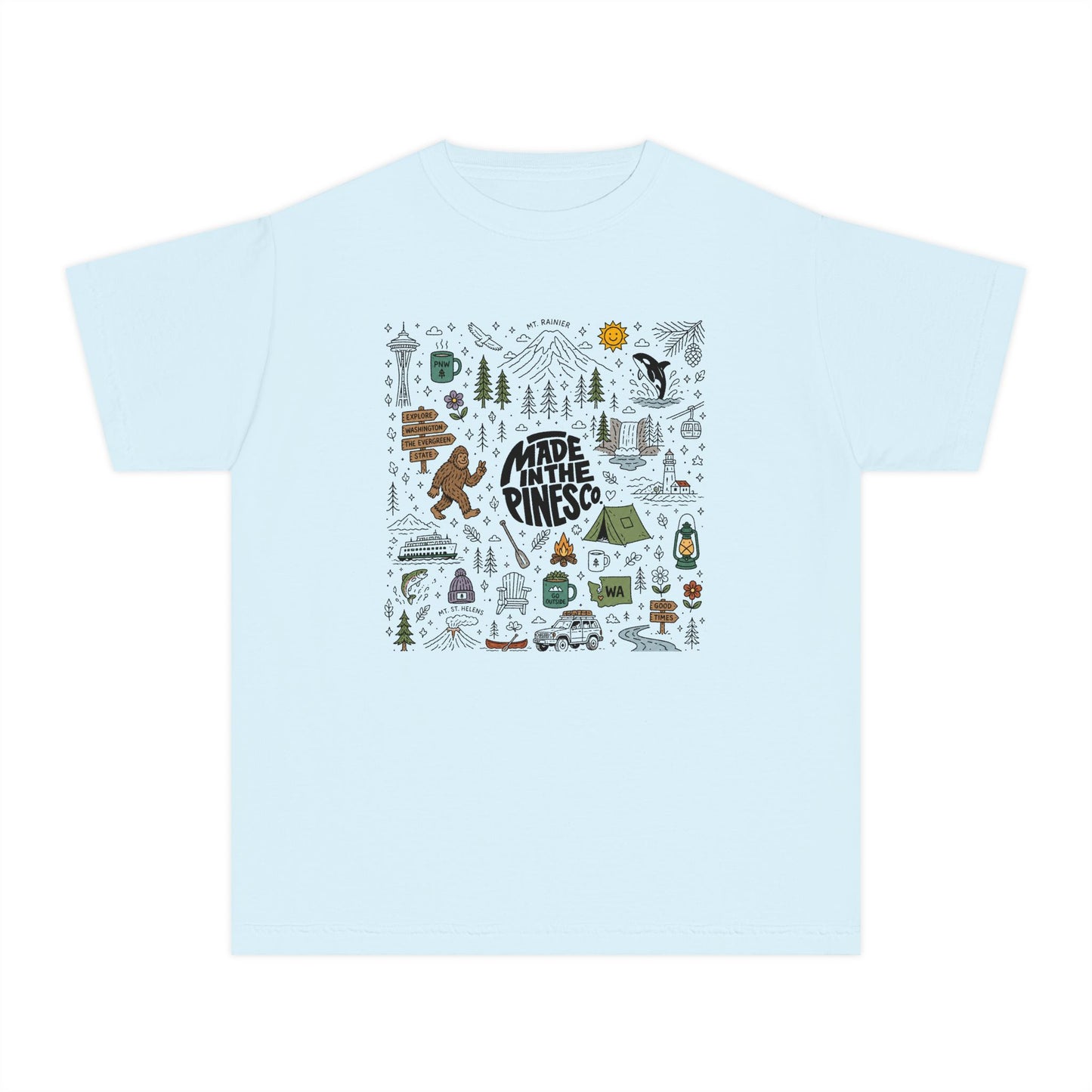 Pacific Northwest Pines Doodle Youth Tee