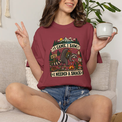 T-Shirt - 'I Came, I Saw, I Needed a Snack' Bear Camping Graphic