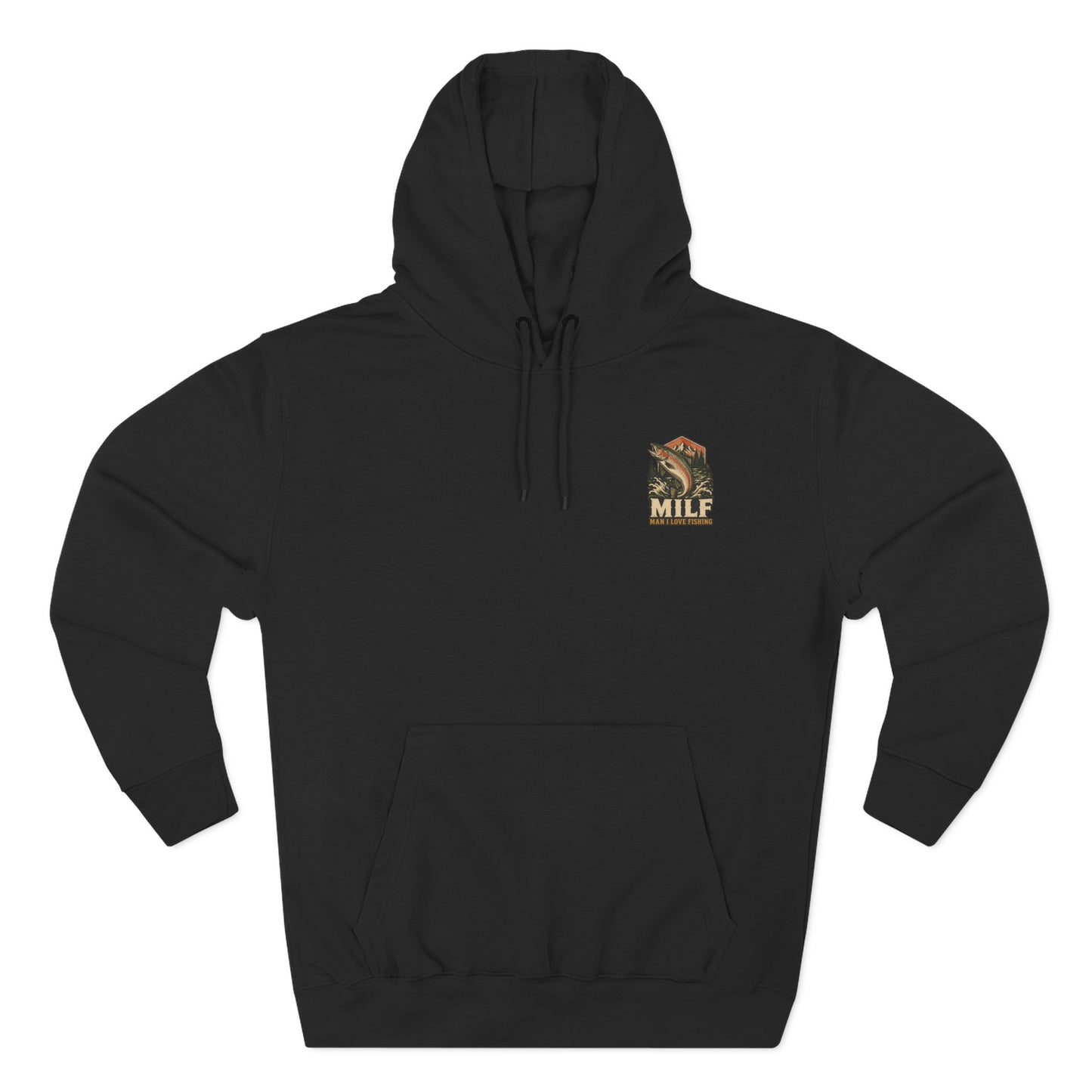 Fishing Hoodie — 'MILF (Man I Love Fishing)' Retro Trout Graphic