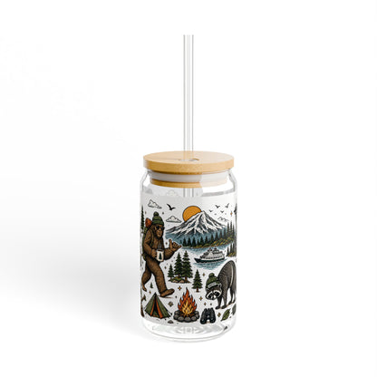 Woodland Camping Pattern Sipper Glass | 16oz