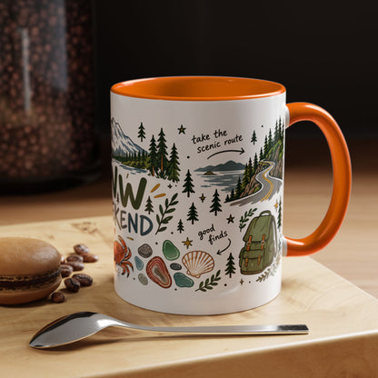 PNW Weekend Accent Coffee Mug — Pacific Northwest Adventure Travel Design (11/15 oz)