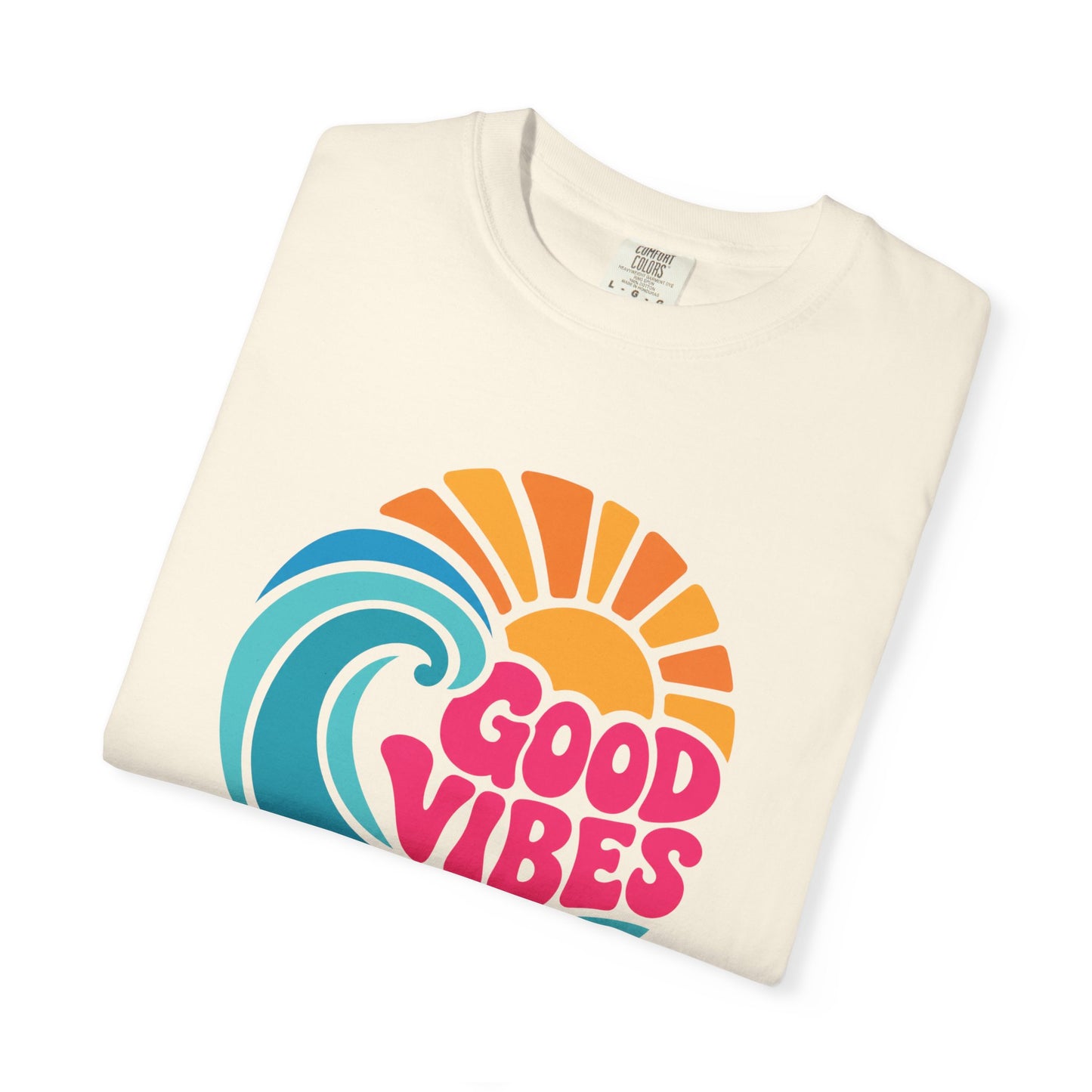 Good Vibes Ocean Retro Beach Graphic T-shirt | Summer Wave Coastal Vacation Tee