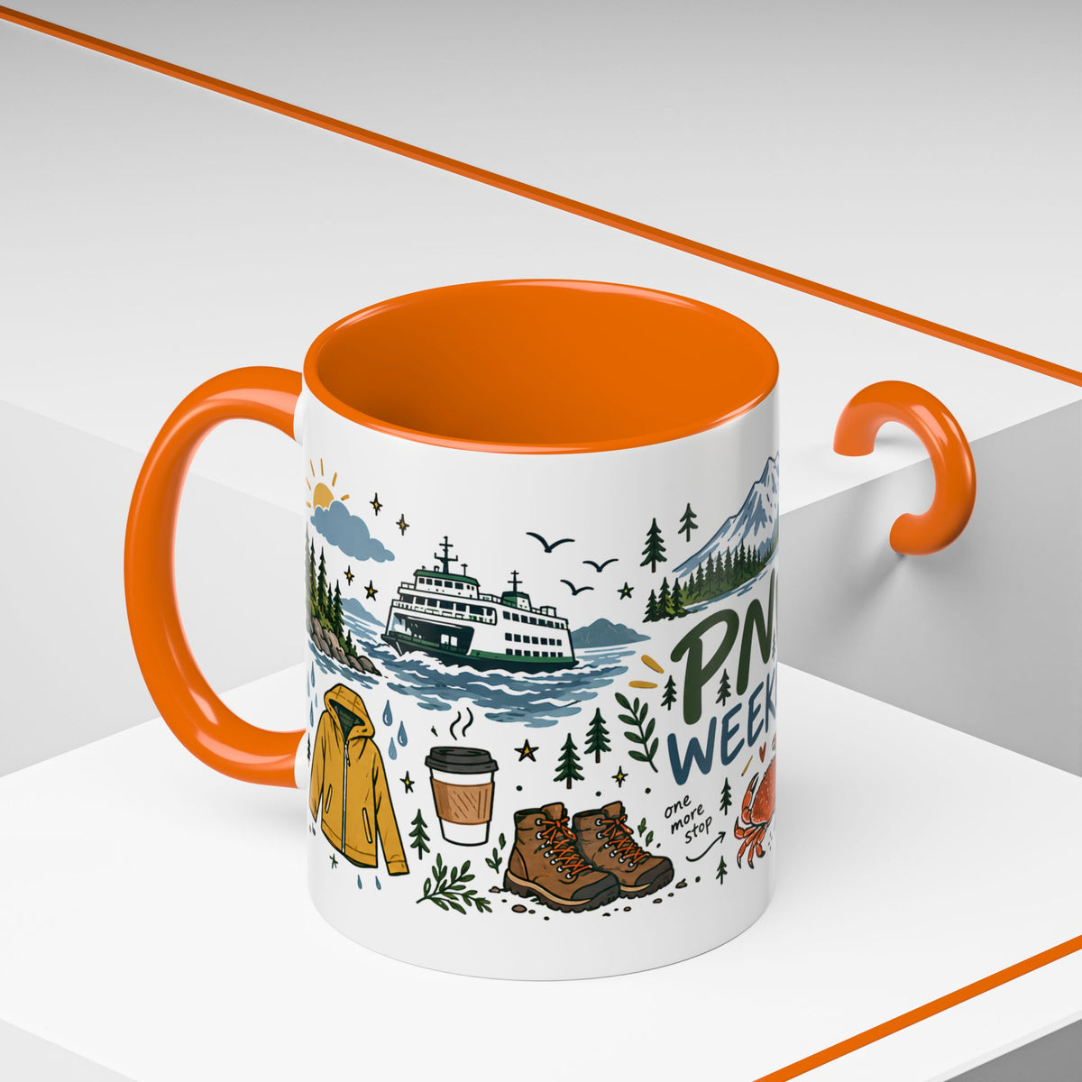 PNW Weekend Accent Coffee Mug — Pacific Northwest Adventure Travel Design (11/15 oz)