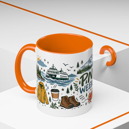 PNW Weekend Accent Coffee Mug — Pacific Northwest Adventure Travel Design (11/15 oz)