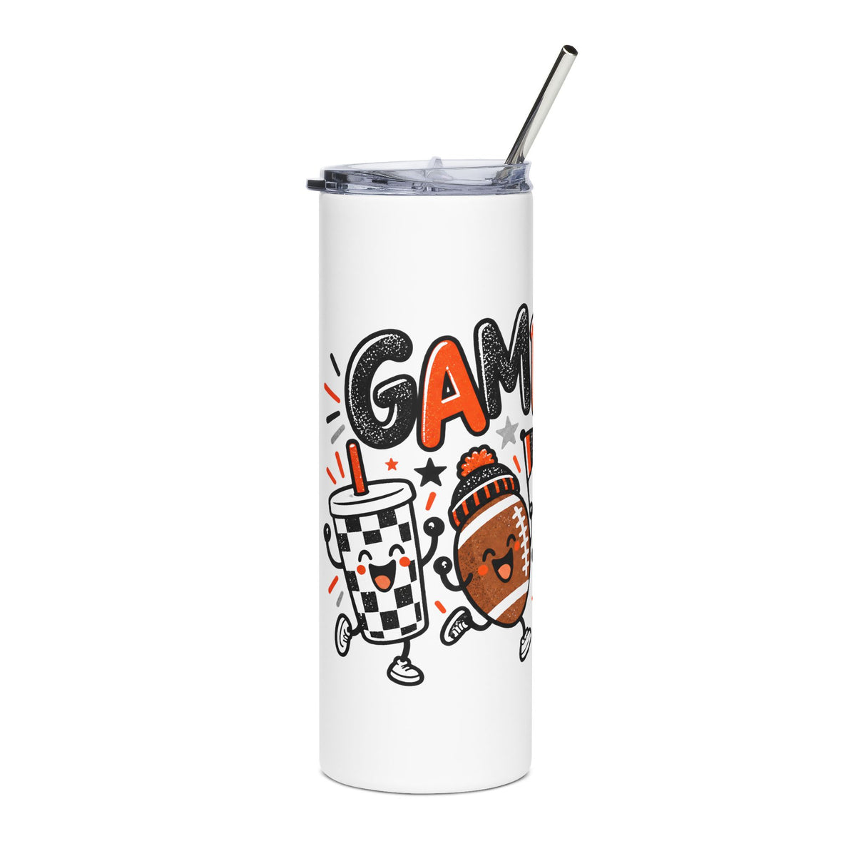 Game Day 20oz Stainless Steel Tumbler — Cute Football & Fan Foam Finger Design