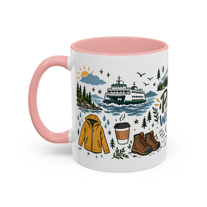 PNW Weekend Accent Coffee Mug — Pacific Northwest Adventure Travel Design (11/15 oz)