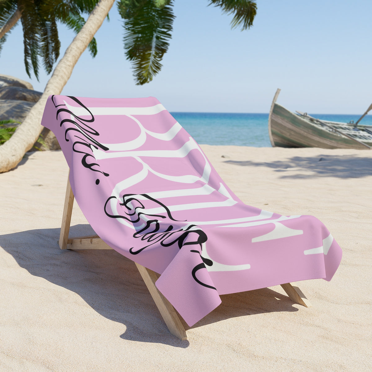 Bride Mrs. Taylor Pink Bridal Beach Towel — Personalized Bachelorette & Honeymoon Towel