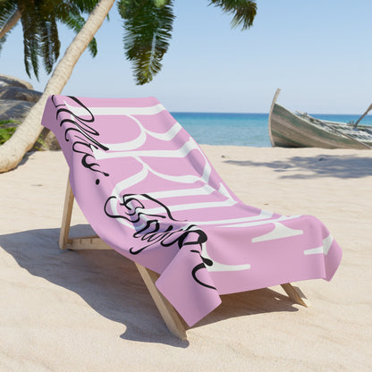 Bride Mrs. Taylor Pink Bridal Beach Towel — Personalized Bachelorette & Honeymoon Towel
