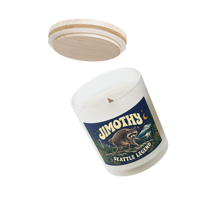 Seattle Raccoon Candle — 'Jimothy' Frosted Glass 11oz Scented Candle