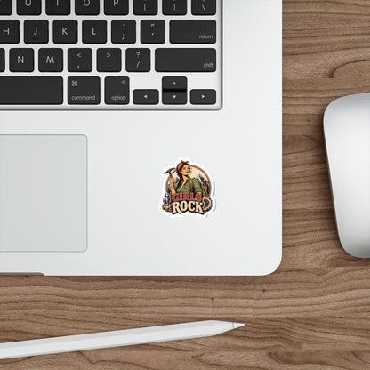 Retro Girls Rock Climbing Miner sticker | Rockhounding Mountain Nature Lover Die-Cut Sticker