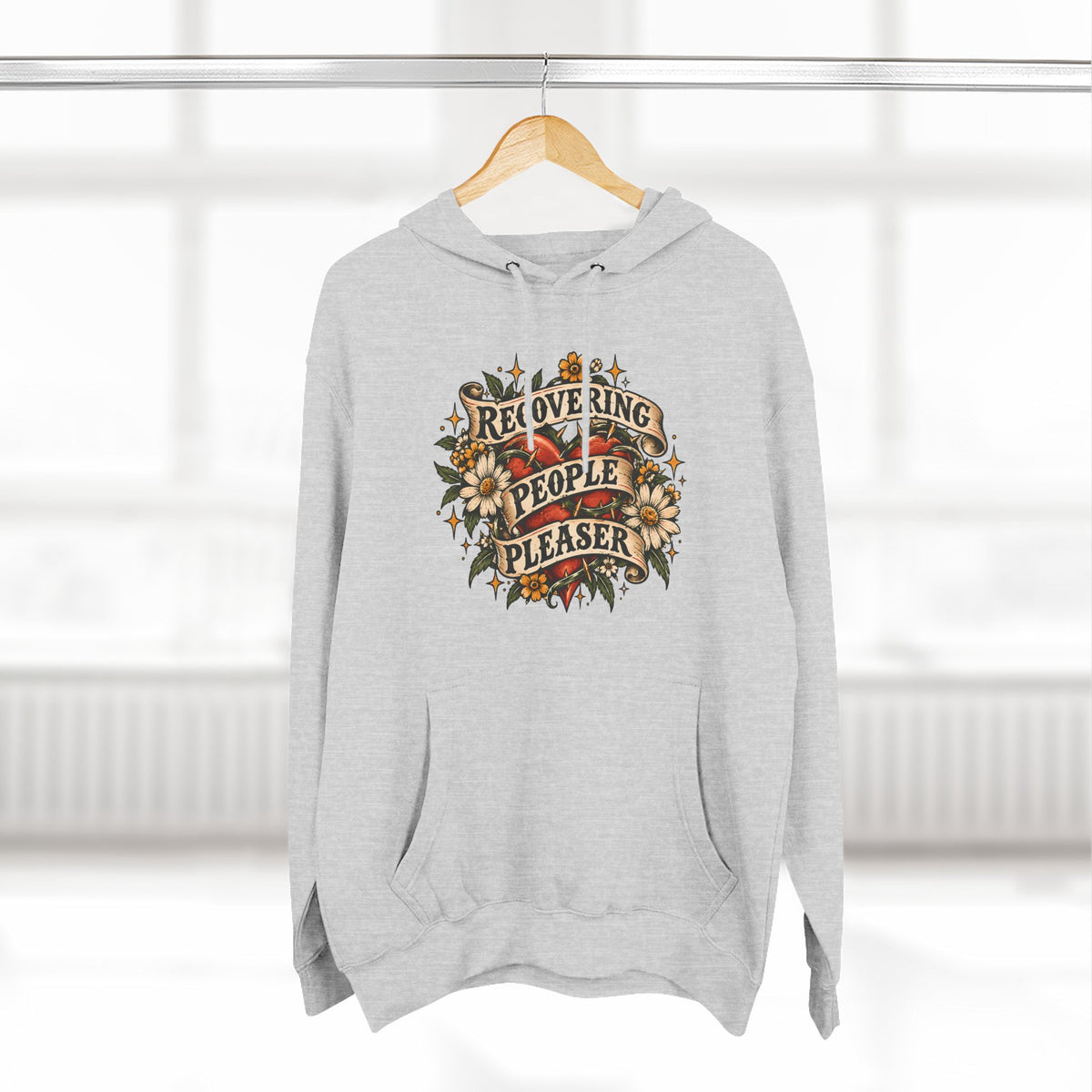 Recovering People Pleaser Hoodie — Vintage Floral Self-Care Pullover