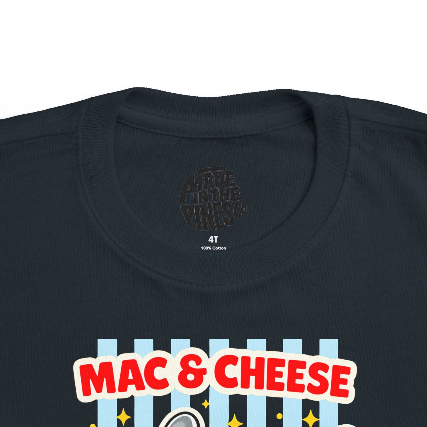 Mac & Cheese Club Toddler Tee — Cute Kids Food Graphic Shirt