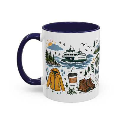 PNW Weekend Accent Coffee Mug — Pacific Northwest Adventure Travel Design (11/15 oz)