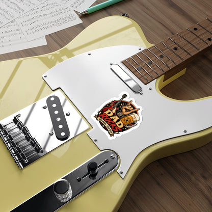 Dad Rocks Guitar Sticker | Rock Hand Sign, Beer, Loud Music