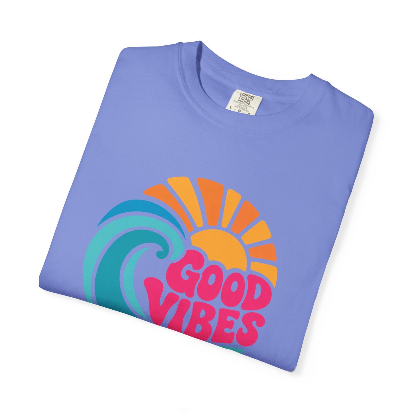 Good Vibes Ocean Retro Beach Graphic T-shirt | Summer Wave Coastal Vacation Tee