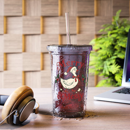 Merry & Messy Duck Acrylic Cup | Christmas Holiday Tumbler
