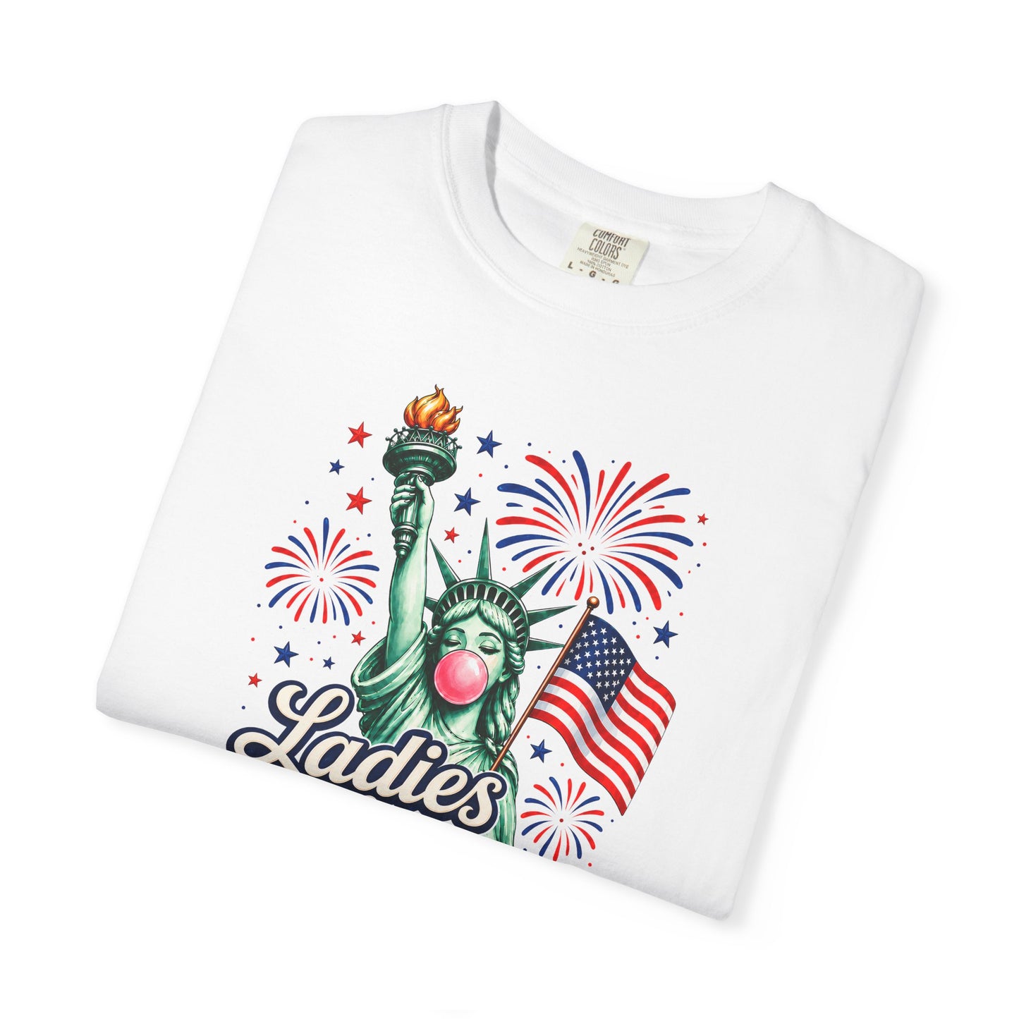 Ladies Love Liberty Statue of Liberty T-Shirt | American Flag Fireworks