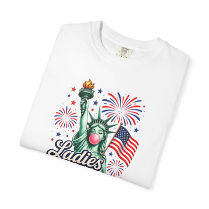 Ladies Love Liberty Statue of Liberty T-Shirt | American Flag Fireworks