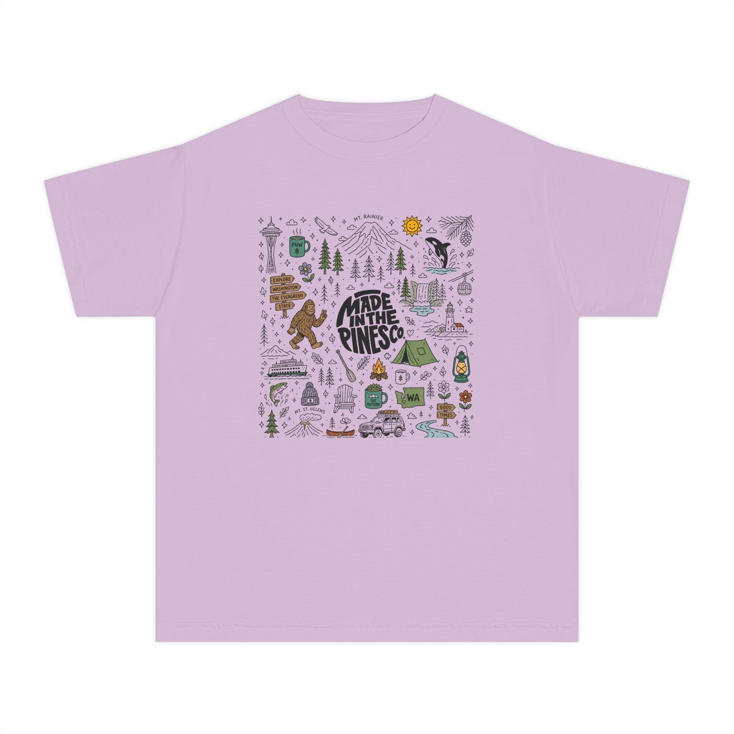 Pacific Northwest Pines Doodle Youth Tee