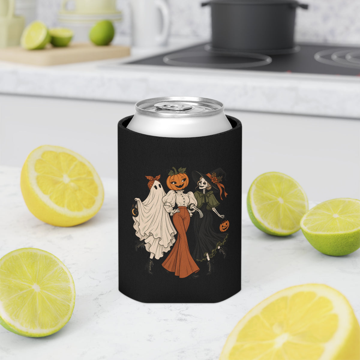 Halloween Trio Can Cooler — 'Ghouls Gone Wild' Festival Drink Koozie