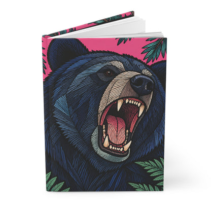 Roaring Bear Hardcover Journal Pink Mountain Forest Notebook Lined Wildlife Nature Gift