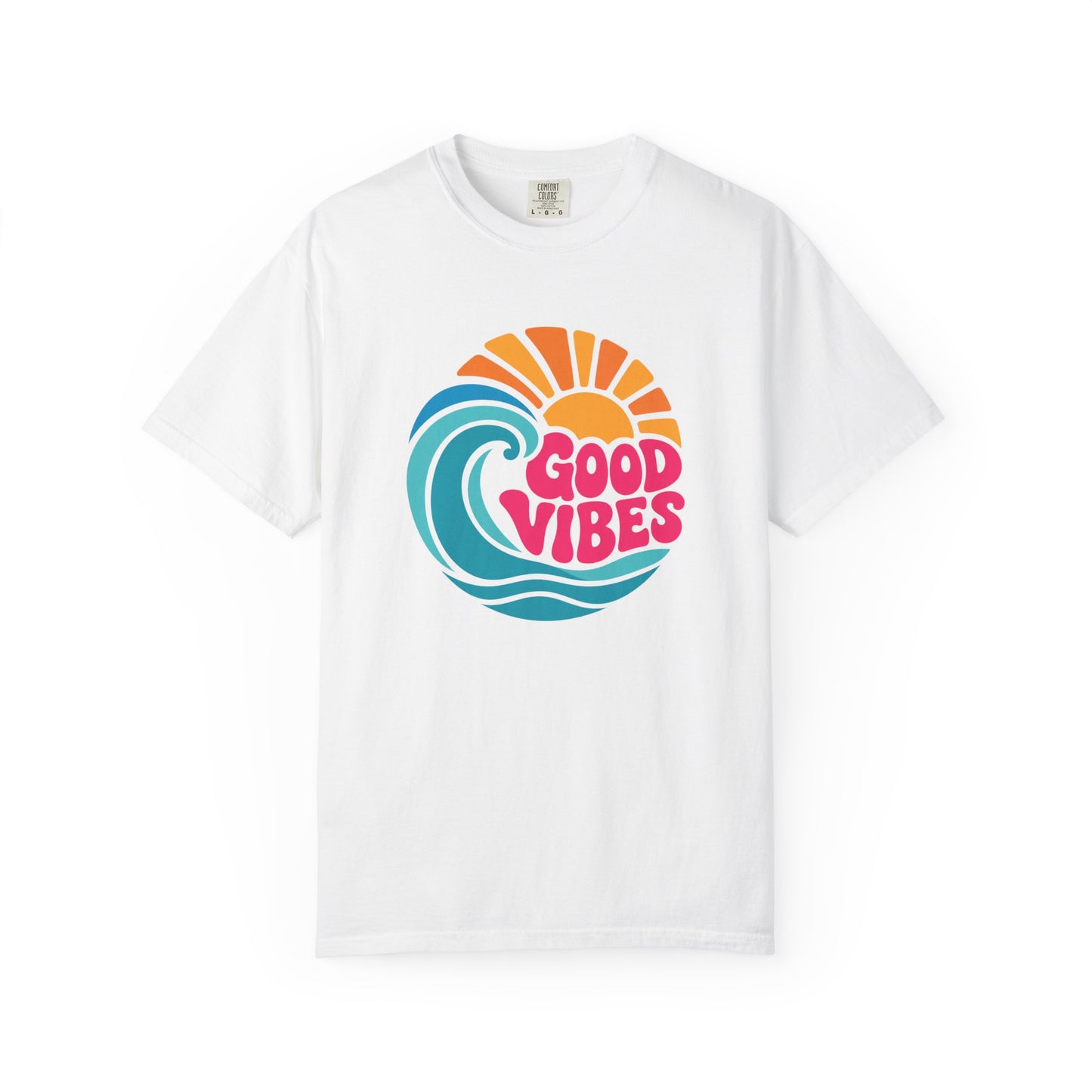 Good Vibes Ocean Retro Beach Graphic T-shirt | Summer Wave Coastal Vacation Tee