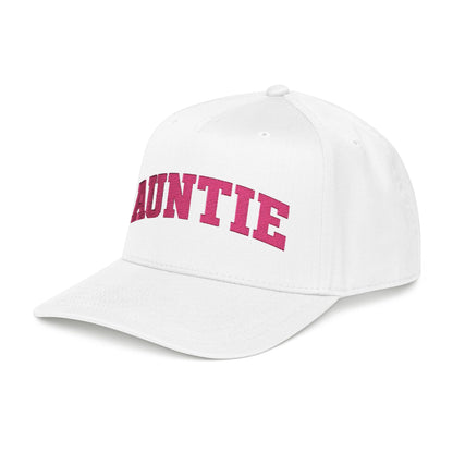 Auntie Baseball Cap — Pink Text Mid-Profile Hat