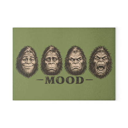 Glass Cutting Board — 'Mood' Bigfoot Sasquatch Faces Decorative Kitchen Board