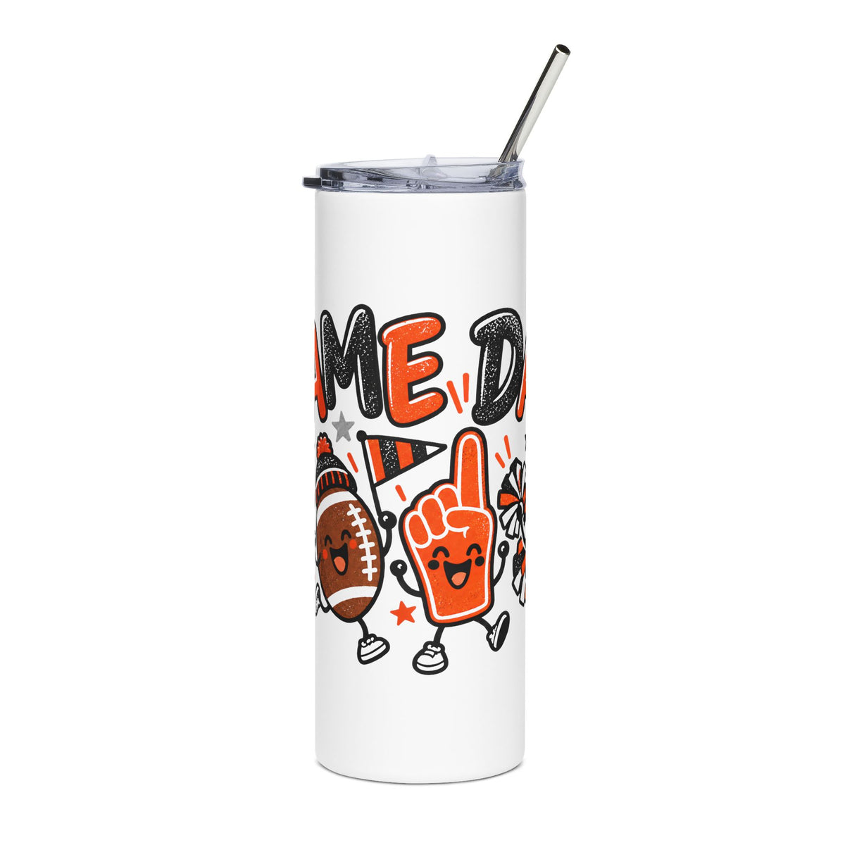 Game Day 20oz Stainless Steel Tumbler — Cute Football & Fan Foam Finger Design
