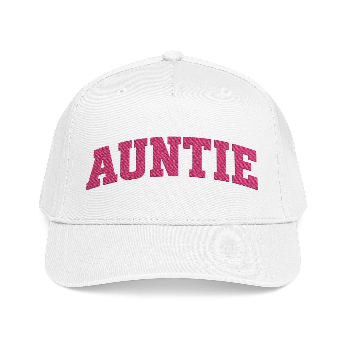 Auntie Baseball Cap — Pink Text Mid-Profile Hat